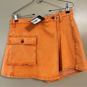 Annie wear Orange Denim Mini Wrap Skort Denim Size L NWT